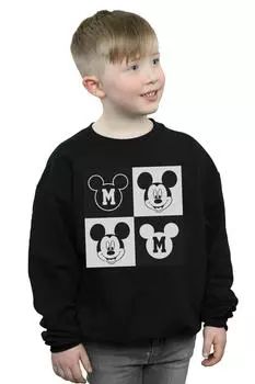 Толстовка с квадратами и улыбкой Микки Мауса Disney, черный