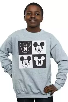 Толстовка с квадратами и улыбкой Микки Мауса Disney, серый
