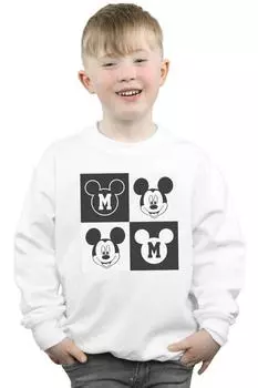 Толстовка с квадратами и улыбкой Микки Мауса Disney, белый