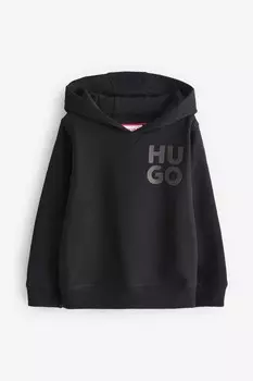 Толстовка с квадратным логотипом на груди Hugo, черный