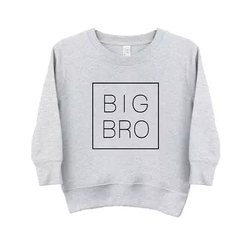 Толстовка с квадратным рисунком Big Bro для малышей The Juniper Shop, цвет Heather Grey
