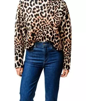 Толстовка с леопардовым принтом коричневого/черного цвета Suncoo