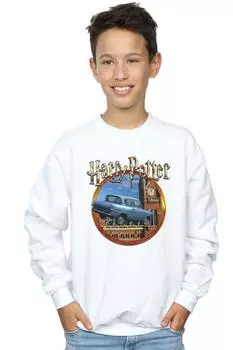 Толстовка с летающим автомобилем Harry Potter, белый