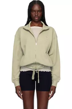 Толстовка с лисёнком на груди и молнией Maison Kitsun, зеленый