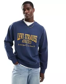 Толстовка с логотипом Ateltics и V-образным вырезом темно-синего цвета Levi's