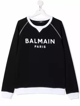 Толстовка с логотипом Balmain Kids, черный
