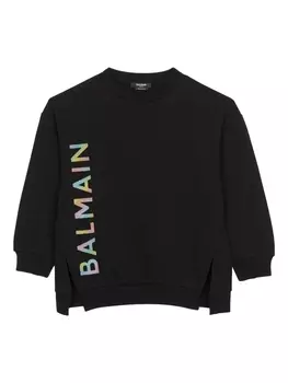 Толстовка с логотипом Balmain Kids, черный