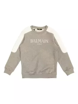 Толстовка с логотипом Balmain Kids, серый