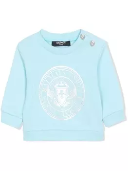 Толстовка с логотипом Balmain Kids, синий