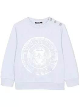 Толстовка с логотипом Balmain Kids, синий