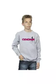 Толстовка с логотипом «Бэтмен и женщина-кошка» DC Comics, серый