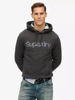 Толстовка с логотипом cotton core city hoodie Superdry, цвет Washed Black