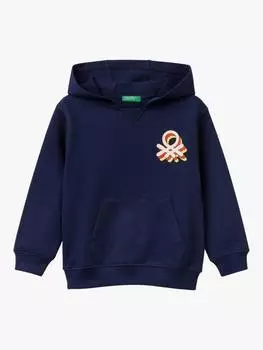 Толстовка с логотипом для детей Benetton, цвет Night Blue