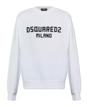 Толстовка с логотипом и бархатистой отделкой Dsquared2, белый