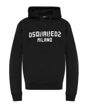 Толстовка с логотипом и бархатной отделкой Dsquared2, черный