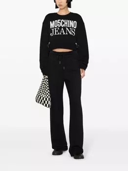Толстовка с логотипом и декоративным ремешком MOSCHINO JEANS, черный