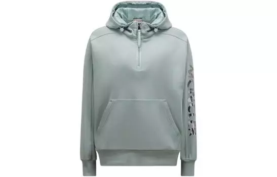 Толстовка с логотипом и полумолняяй Moncler, светло-зеленый