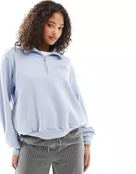 Толстовка с логотипом и застежкой-молнией на четверть дюйма синего цвета Hollister