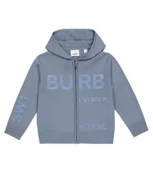 Толстовка с логотипом из шерсти Burberry, синий