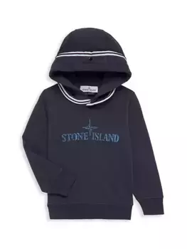 Толстовка с логотипом Little Boy's & Boy's Stone Island, синий