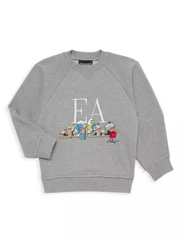 Толстовка с логотипом Little Boy's & Boy's Smurf Logo Emporio Armani, серый