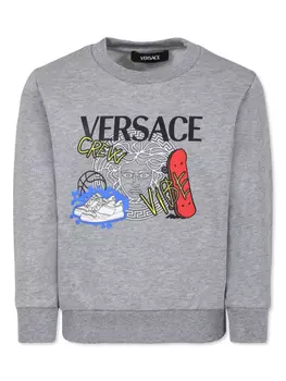 Толстовка с логотипом Medusa Versace Kids, серый