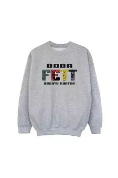 Толстовка с логотипом персонажа Боба Фетта Star Wars, серый
