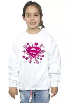 Толстовка с логотипом Superman Pink Hearts And Stars DC Comics, белый