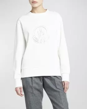 Толстовка с логотипом, украшенным стразами Moncler