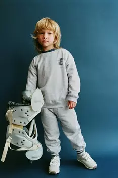 Толстовка с логотипом ZARA, серый мергель