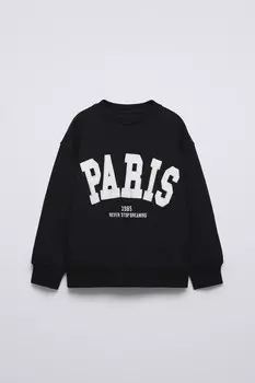 Толстовка с лозунгом парижа ZARA, черный