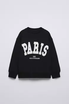 Толстовка с лозунгом парижа ZARA, черный