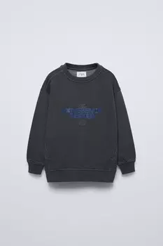 Толстовка с лозунгом ZARA, антрацитовый серый