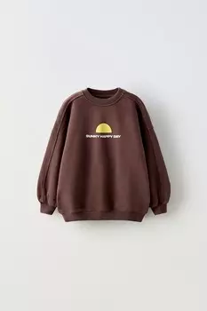 Толстовка с лозунгом ZARA, темно-коричневый