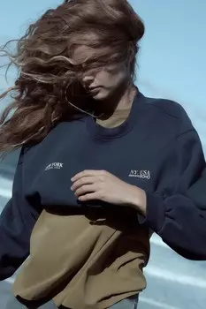 Толстовка с лозунгом ZARA, темно-синий