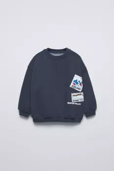 Толстовка с маркой ZARA, темно-синий