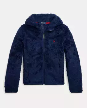 Толстовка с меховым капюшоном для мальчика Polo Ralph Lauren, темно-синий