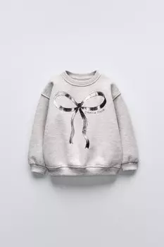 Толстовка с металлическим бантом ZARA, серый мергель