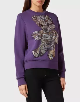 Толстовка с мишкой Пейсли Тедди Philipp Plein, фиолетовый