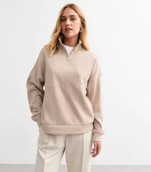 Толстовка с молнией до половины цвета светло-коричневого цвета New Look, песочный