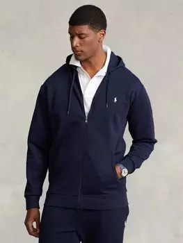 Толстовка с молнией во всю длину двойной вязки Polo Big & Tall Ralph Lauren, авиатор темно-синий