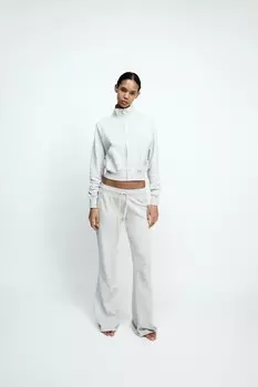 Толстовка с молнией ZARA, серый мергель