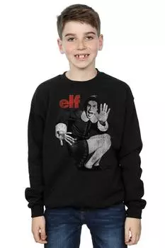 Толстовка с монохромным плакатом и потертостями Elf, черный