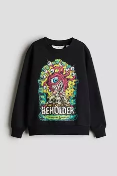 Толстовка с мотивным принтом H&M, черный