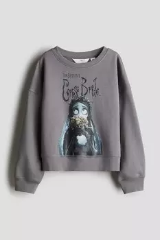 Толстовка с мотивным принтом H&M, серый