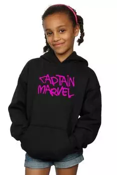 Толстовка с надписью Captain Marvel, черный