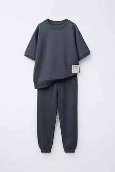 Толстовка с надписью label и комплект для бега трусцой ZARA, антрацитовый серый