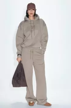 Толстовка с надписью «oversize label» ZARA, серо-серый