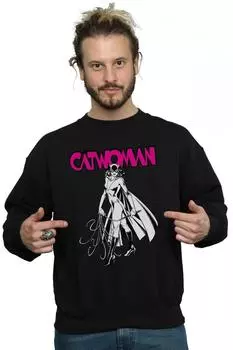 Толстовка с надписью «Женщина-кошка» DC Comics, черный