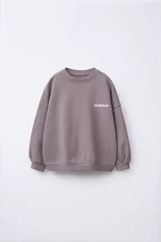 Толстовка с напечатанным слоганом ZARA, антрацитовый серый